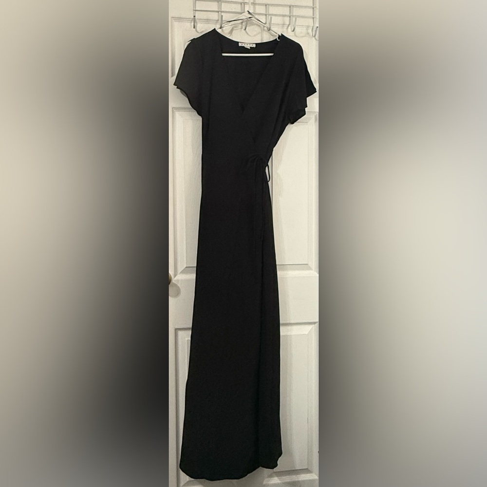 HYFVE Black Short Sleeve Wrap Maxi Dress